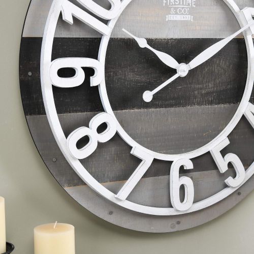  FirsTime 99687 Shabby Wood Wall Clock, Gray