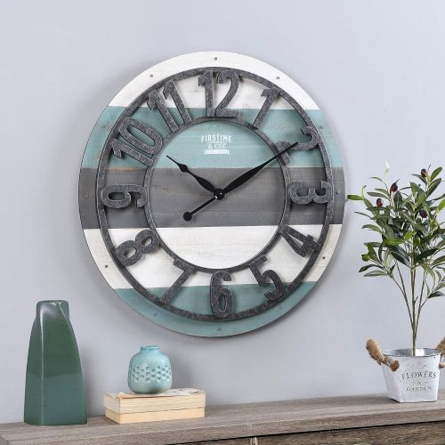 FirsTime 99687 Shabby Wood Wall Clock, Gray