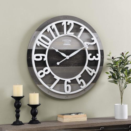  FirsTime 99687 Shabby Wood Wall Clock, Gray