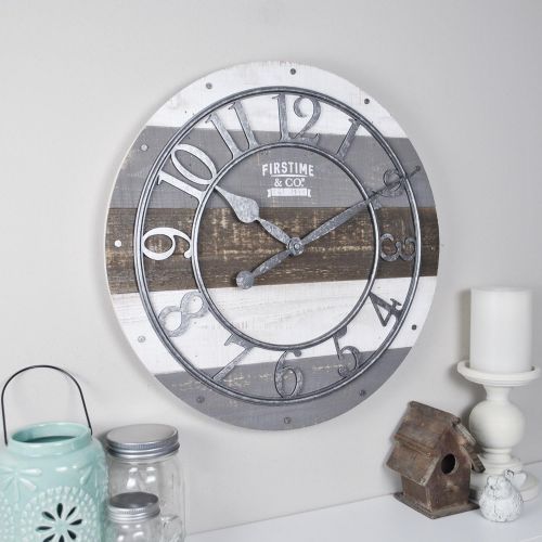  FirsTime 99687 Shabby Wood Wall Clock, Gray