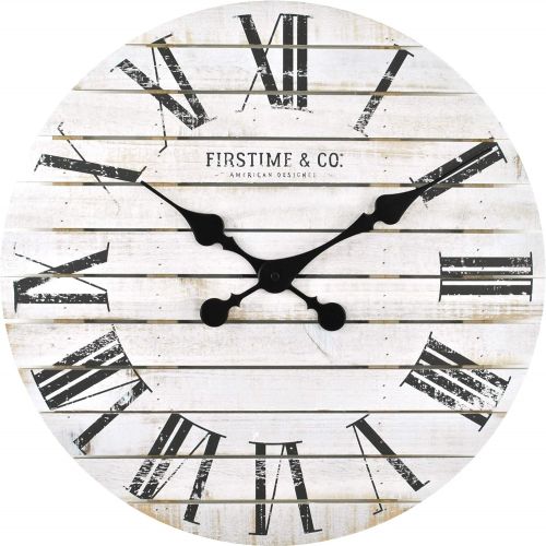  FirsTime 10066 Shiplap Wall Clock, White