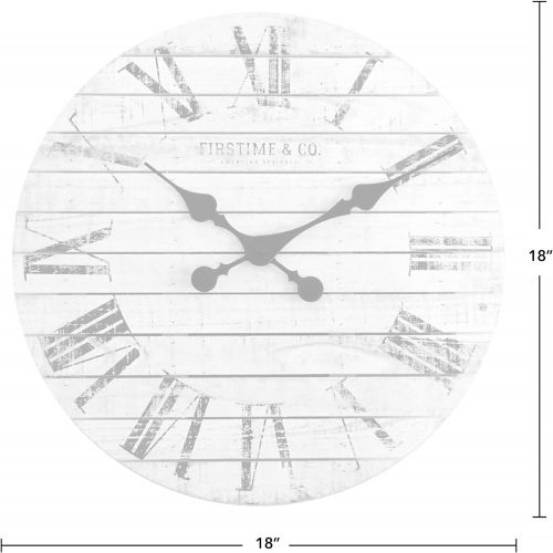  FirsTime 10066 Shiplap Wall Clock, White