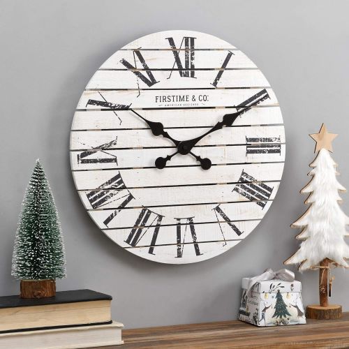  FirsTime 10066 Shiplap Wall Clock, White