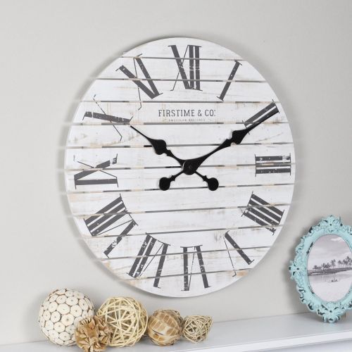  FirsTime 10066 Shiplap Wall Clock, White