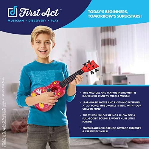  [아마존베스트]First Act Mickey Mouse Toy Ukulele, 20 Inch - Ukulele for Beginners, Musical Instruments for Toddlers and Preschoolers - Features Your Child’s Favorite Disney Character