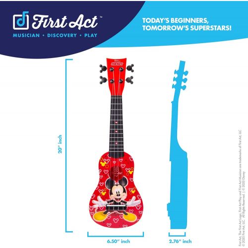  [아마존베스트]First Act Mickey Mouse Toy Ukulele, 20 Inch - Ukulele for Beginners, Musical Instruments for Toddlers and Preschoolers - Features Your Child’s Favorite Disney Character