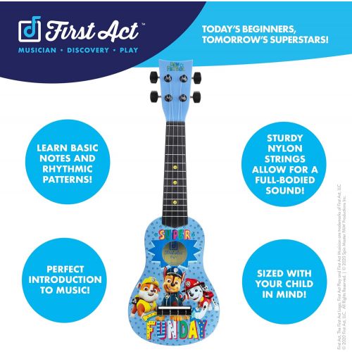  [아마존베스트]First Act Paw Patrol Toy Ukulele, 20 Inch - with Nylon Strings, Tuning Gears  Ukulele for Beginners, Musical Instruments for Toddlers - Features Chase, Marshall, and Rubble