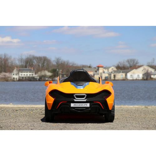  First Drive Mclaren P1 Red 12v Kids Cars - Dual Motor Electric Power Ride On Car with Remote, MP3, Aux Cord, Led Headlights, and Premium Wheels