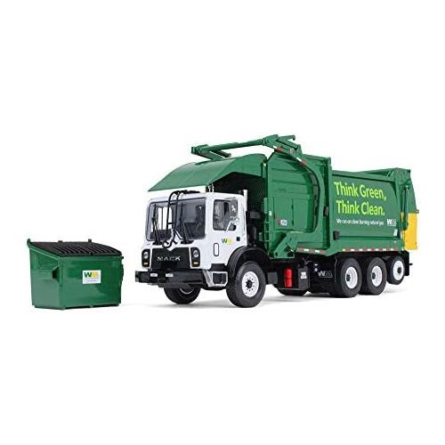  First Gear 134 scale Diecast Collectible Waste Management Mack TerraPro with CNG Front Loader with Trash Bin (#10-4006)