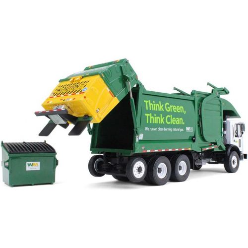  First Gear 134 scale Diecast Collectible Waste Management Mack TerraPro with CNG Front Loader with Trash Bin (#10-4006)