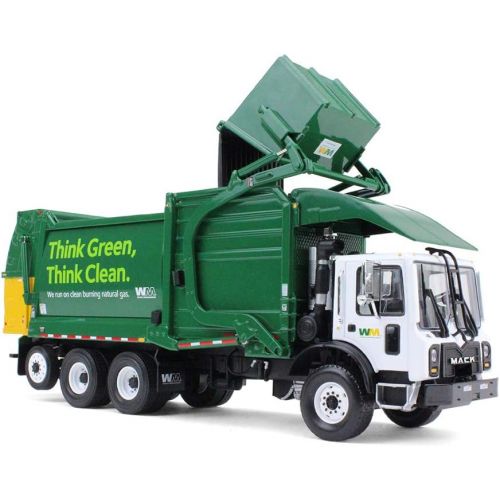  First Gear 134 scale Diecast Collectible Waste Management Mack TerraPro with CNG Front Loader with Trash Bin (#10-4006)