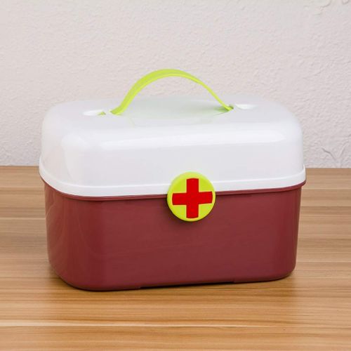  First aid kit LCSHAN Household Medicine Box Plastic Large Capacity Layered Classification Portable Ultra Light (Color : Brown)