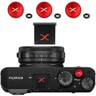 First2savvv Metal Camera Hot Shoe Cover Protector Cap Compatible with Fuji Fujifilm XE4 XT4 XT3 XT30 XPRO3 etc + 3 X Shutter Release Button (Black/red)