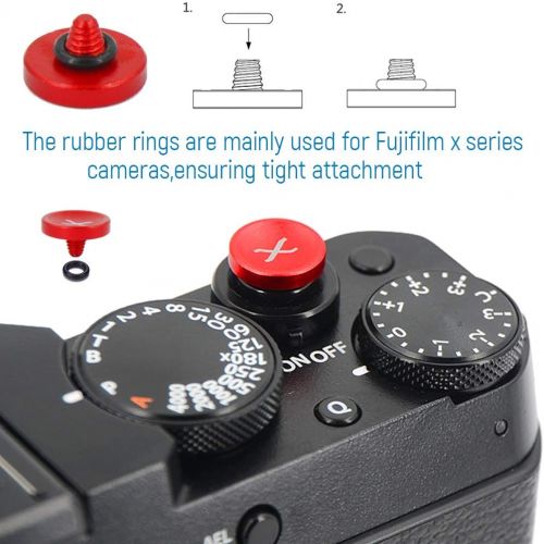  First2savvv Metal Camera Hot Shoe Cover Protector Cap Compatible with Fuji Fujifilm XE4 XT4 XT3 XT30 XPRO3 etc + 3 X Shutter Release Button (Black/red)