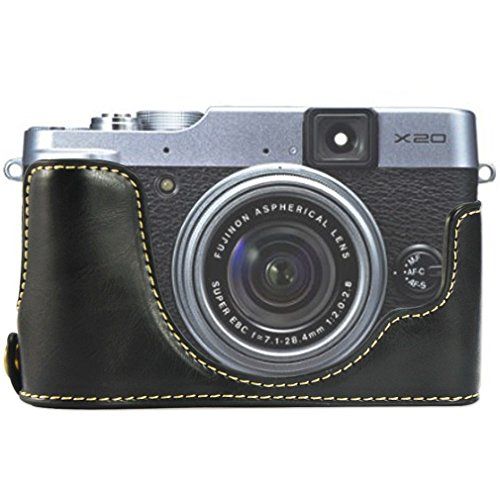  First2savvv XJPT-X20-D01 Black Leather Half Camera Case Bag Cover base for Fuji FujiFilm Finepix X20.X10