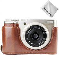 First2savvv Leather Half Camera Case Bag Cover Base for Fuji Fujifilm XF10+ Cleaning Cloth XJD-XF10-D10