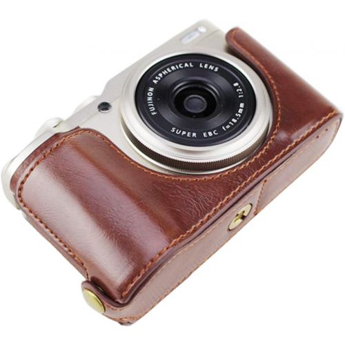  First2savvv Leather Half Camera Case Bag Cover Base for Fuji Fujifilm XF10+ Cleaning Cloth XJD-XF10-D10