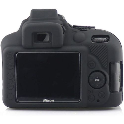  First2savvv Soft Silicone Armor Skin Rubber Protective Camera Case for Nikon D3400 TJ-D3400-GJ-Black