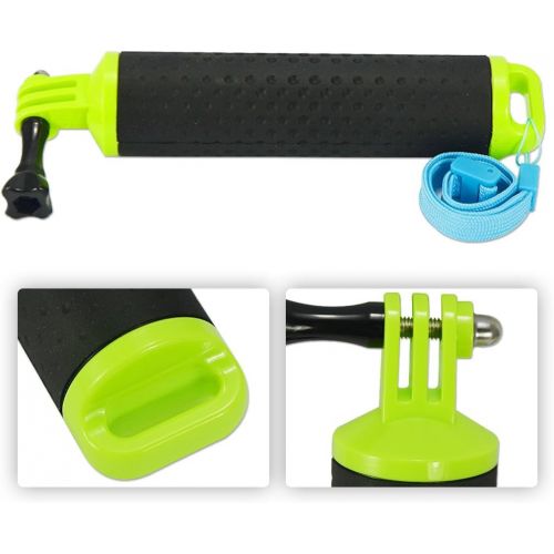  First2savvv GO-FLB-D06 Green Waterproof Floating Hand Grip (Diving Monopod & Selfie Stick) Compatible with GoPro Hero 4 Session, Hero 6 5 2 3 3+ 4 Xiaoming Ying SJ4000 SJ5000