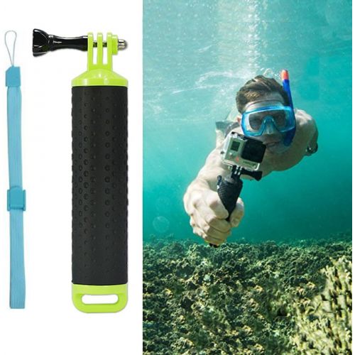  First2savvv GO-FLB-D06 Green Waterproof Floating Hand Grip (Diving Monopod & Selfie Stick) Compatible with GoPro Hero 4 Session, Hero 6 5 2 3 3+ 4 Xiaoming Ying SJ4000 SJ5000