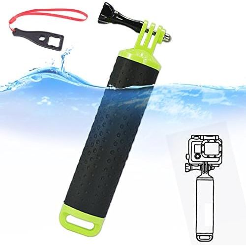  First2savvv GO-FLB-D06 Green Waterproof Floating Hand Grip (Diving Monopod & Selfie Stick) Compatible with GoPro Hero 4 Session, Hero 6 5 2 3 3+ 4 Xiaoming Ying SJ4000 SJ5000 + Spa