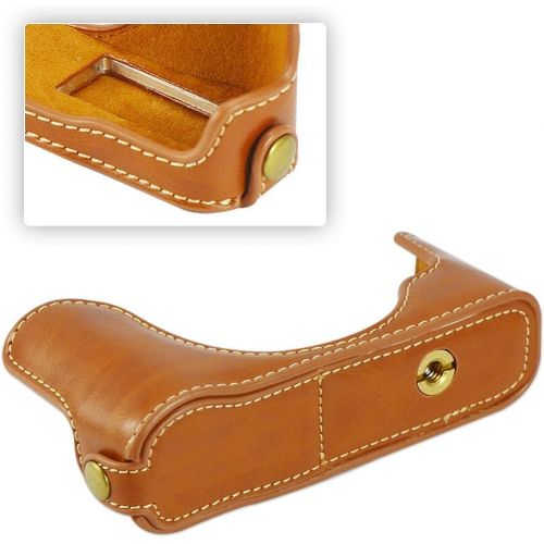  First2savvv XJPT-X20-D09 Brown Leather Half Camera Case Bag Cover base for Fuji FujiFilm Finepix X20.X10