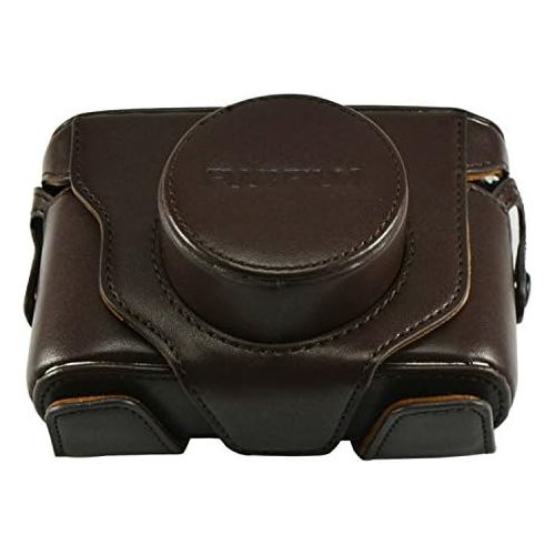  First2savvv XJPT-X10-10 dark brown full body Precise Fit PU leather digital camera case bag cover with shoulder strap for Fuji Fujifilm FinePix X10 X20 + SD CARD READER