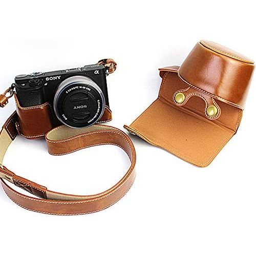  First2savvv Full Body Precise Fit PU Leather Digital Camera case Bag Cover with Should Strap for Sony Alpha 6400 6300 A6400 A6300 ILCE6400 ILCE6300 with 16-50mm Lens XJD-A6400-HD09