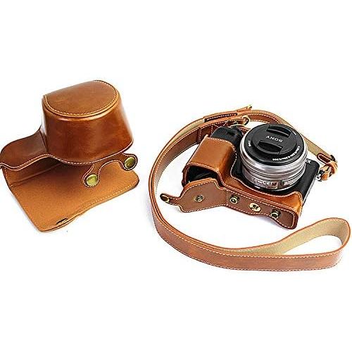  First2savvv Full Body Precise Fit PU Leather Digital Camera case Bag Cover with Should Strap for Sony Alpha 6400 6300 A6400 A6300 ILCE6400 ILCE6300 with 16-50mm Lens XJD-A6400-HD09
