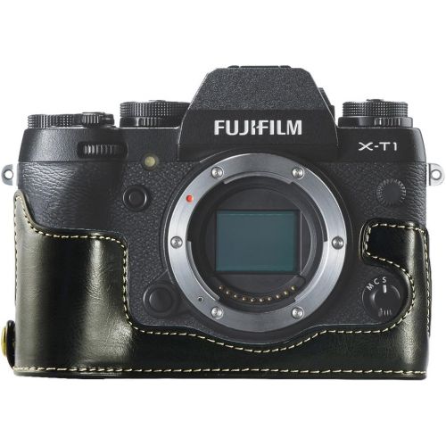  First2savvv XJPT-XT1-D01 Black Leather Half Camera Case Bag Cover base for Fujifilm XT1.X-T1