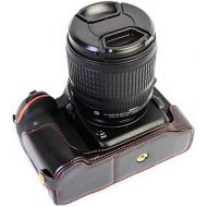 First2savvv XJD-D500-D01 Black Leather Half Camera Case Bag Cover base for Nikon D500