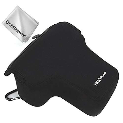  First2savvv Neoprene Camera Case Bag for Nikon D7500 D7200 D7100 D5600 D3500 D3400 D5500 D3300 D5300 D5200 D5100 D5000 D3200 D90 D80 D3100 D3000 with 18-55mm Lens + Cleaning Cloth