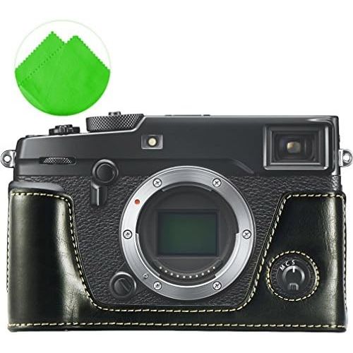  First2savvv XJPT-XPRO2-D01 Black Leather Half Camera Case Bag Cover base for Fujifilm X-Pro2 . XPro2 + Cleaning cloth