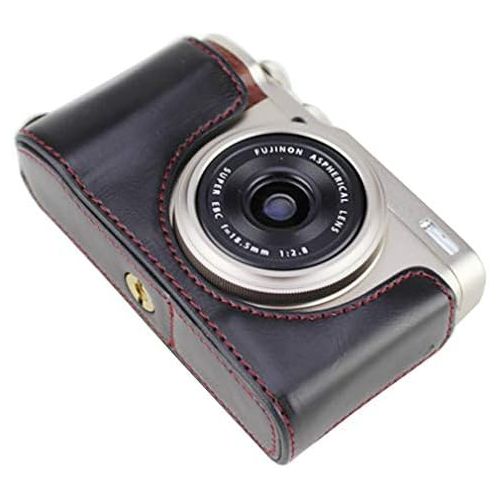  First2savvv Leather Half Camera Case Bag Cover Base for Fuji Fujifilm XF10+ Cleaning Cloth XJD-XF10-D01