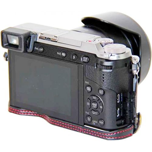  First2savvv Leather Half Camera Case Bag Cover base for Panasonic Lumix DMC GX85 GX80 + Cleaning cloth XJD-GX85-D01