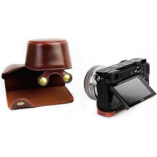  First2savvv Full Body Precise Fit PU Leather Digital Camera case Bag Cover with Should Strap for Sony Alpha 6400 6300 A6400 A6300 ILCE6400 ILCE6300 with 16-50mm Lens XJD-A6400-HD10