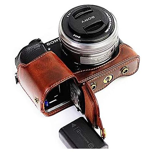  First2savvv Full Body Precise Fit PU Leather Digital Camera case Bag Cover with Should Strap for Sony Alpha 6400 6300 A6400 A6300 ILCE6400 ILCE6300 with 16-50mm Lens XJD-A6400-HD10
