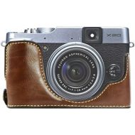 First2savvv XJPT-X20-D10 dark Brown Leather Half Camera Case Bag Cover base for Fuji FujiFilm Finepix X20.X10