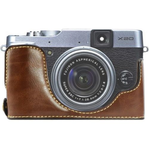  First2savvv XJPT-X20-D10 dark Brown Leather Half Camera Case Bag Cover base for Fuji FujiFilm Finepix X20.X10