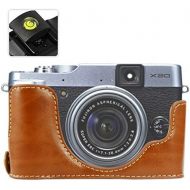 First2savvv XJPT-X20-D09 Brown Leather Half Camera Case Bag Cover base for Fuji FujiFilm Finepix X20.X10 + Spirit Level