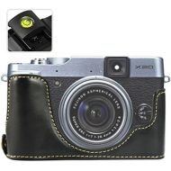First2savvv XJPT-X20-D01 Black Leather Half Camera Case Bag Cover base for Fuji FujiFilm Finepix X20.X10 + Spirit Level