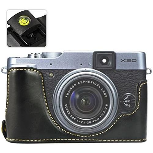  First2savvv XJPT-X20-D01 Black Leather Half Camera Case Bag Cover base for Fuji FujiFilm Finepix X20.X10 + Spirit Level