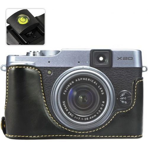  First2savvv XJPT-X20-D01 Black Leather Half Camera Case Bag Cover base for Fuji FujiFilm Finepix X20.X10 + Spirit Level