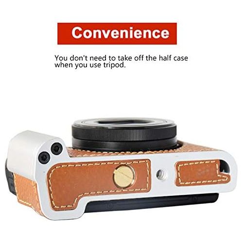  First2savvv Luxury Genuine Leather Half Camera Case Bag Cover with aluminum base and copper screw for Sony RX100 VII RX100 VI RX100 V RX100 IV RX100 III RX100 II RX100 RX100 M7 M6 M5 M4 M3 M2