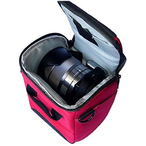  First2savvv BDV0702 anti-shock red Nylon camera case bag for Canon PowerShot SX420 . SX410 . EOS M10 . EOS M3. G1X Mark II . G3X + SD card reader