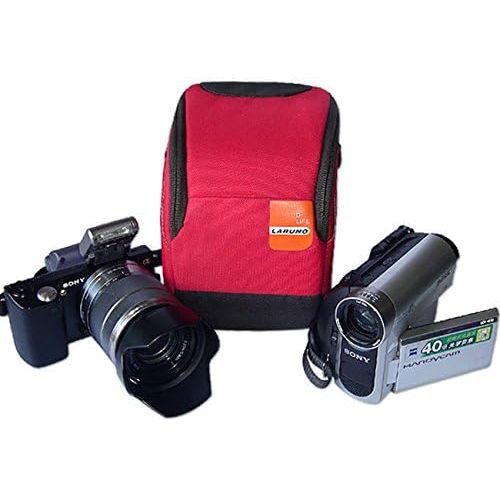  First2savvv BDV0702 anti-shock red Nylon camera case bag for Canon PowerShot SX420 . SX410 . EOS M10 . EOS M3. G1X Mark II . G3X + SD card reader