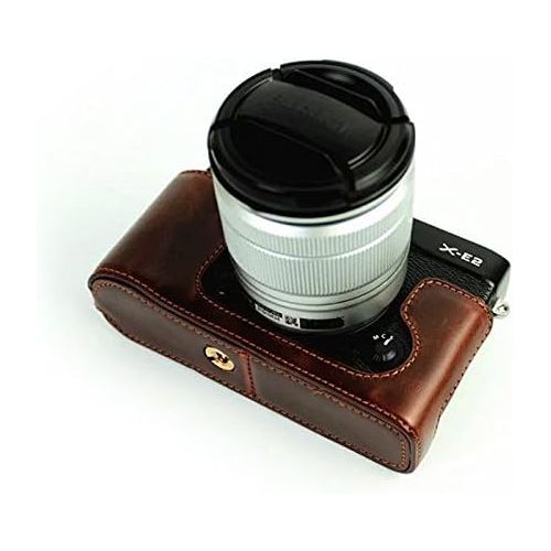  First2savvv XJD-XE2-D10 dark Brown Leather Half Camera Case Bag Cover base for Fujifilm X-E2 XE2 X-E1 XE1