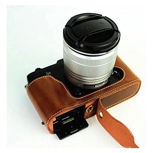  First2savvv XJD-XE2-D10 dark Brown Leather Half Camera Case Bag Cover base for Fujifilm X-E2 XE2 X-E1 XE1