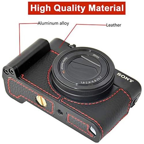  First2savvv Luxury Genuine Leather Half Camera Case Bag Cover with aluminum base and copper screw for Sony RX100 VII RX100 VI RX100 V RX100 IV RX100 III RX100 II RX100 RX100 M7 M6 M5 M4 M3 M2