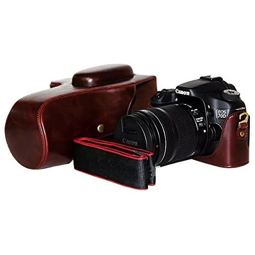  First2savvv XJPT-70D-10G14 dark brown full body Precise Fit PU leather digital camera case bag cover with shoulder strap for Canon EOS 70D 60D 18-135mm .18-200mm .15-85mm .17-85mm